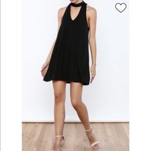 OLIVACEOUS Black Choker Dress